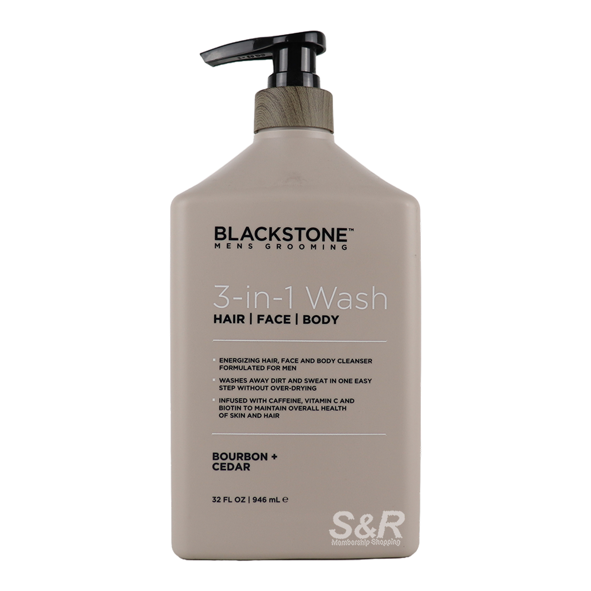 Blackstone 3-in-1 Hair, Face, and Body Wash Bourbon + Cedar 946mL